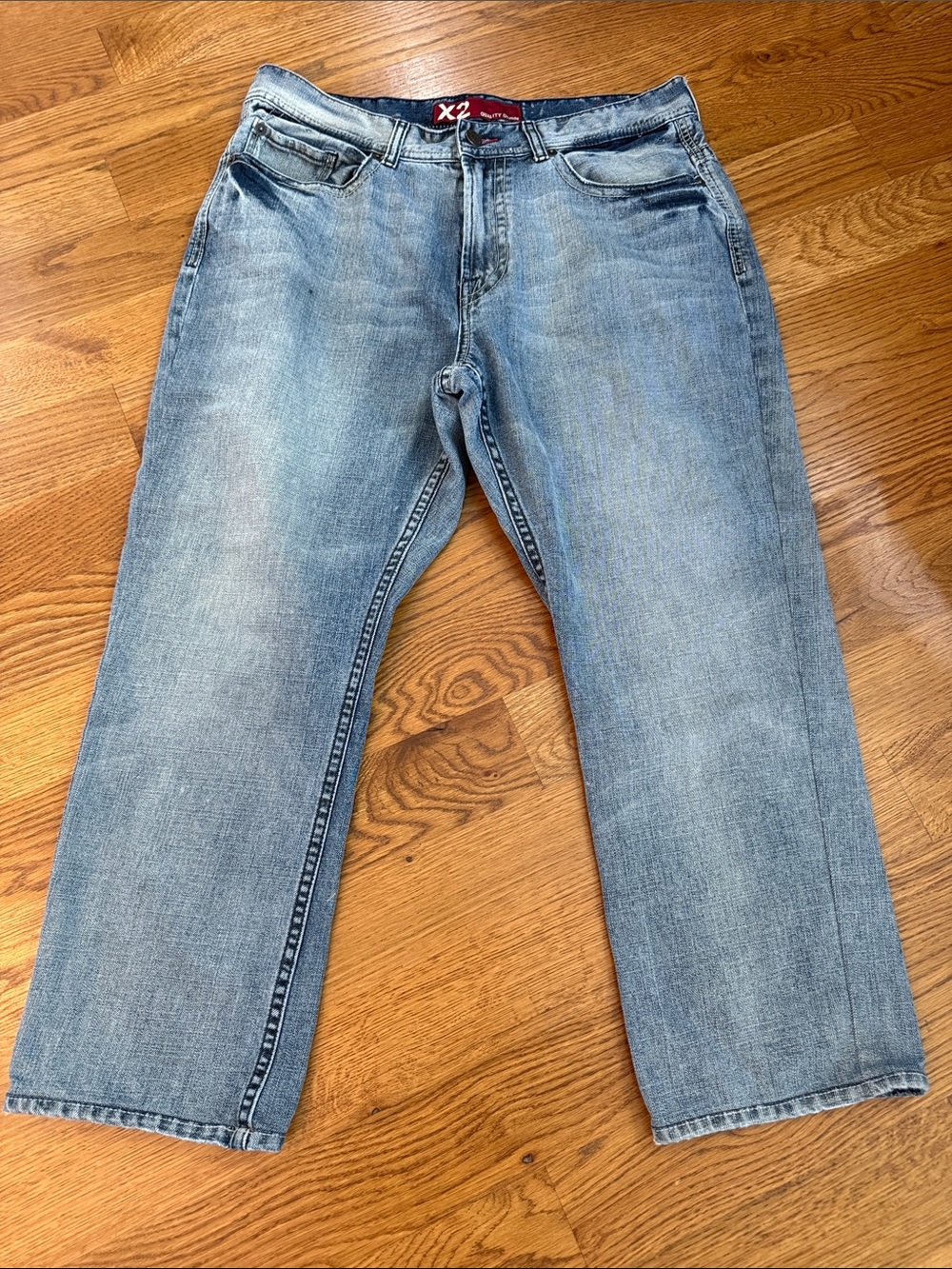 X2 Quality Denim M42 Loose Bootcut Jeans Mens 36x30 Y2K Distressed